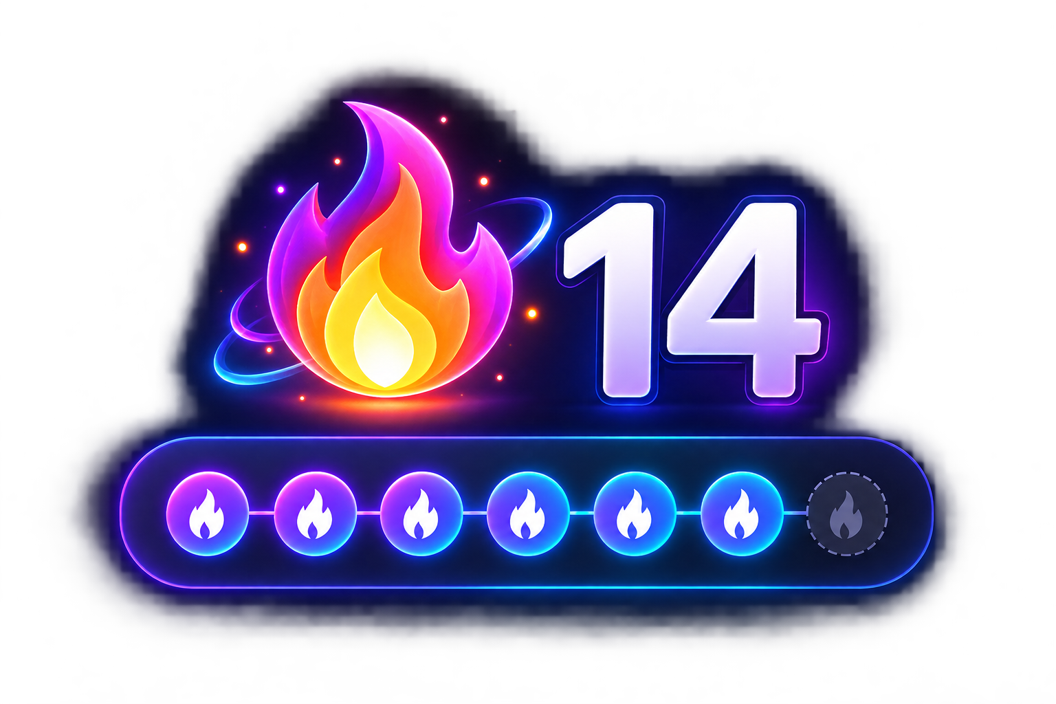 Streak system showing 14 day streak