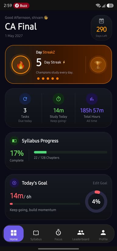 Streak dashboard